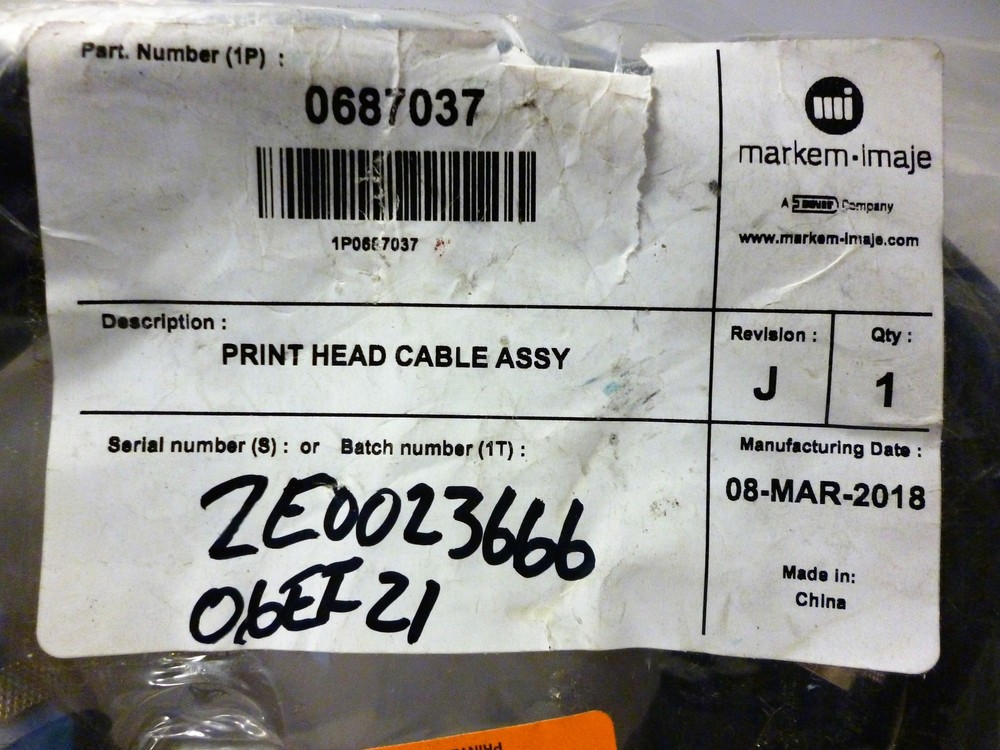 Dover 0687037 Print Head Cable Assembly