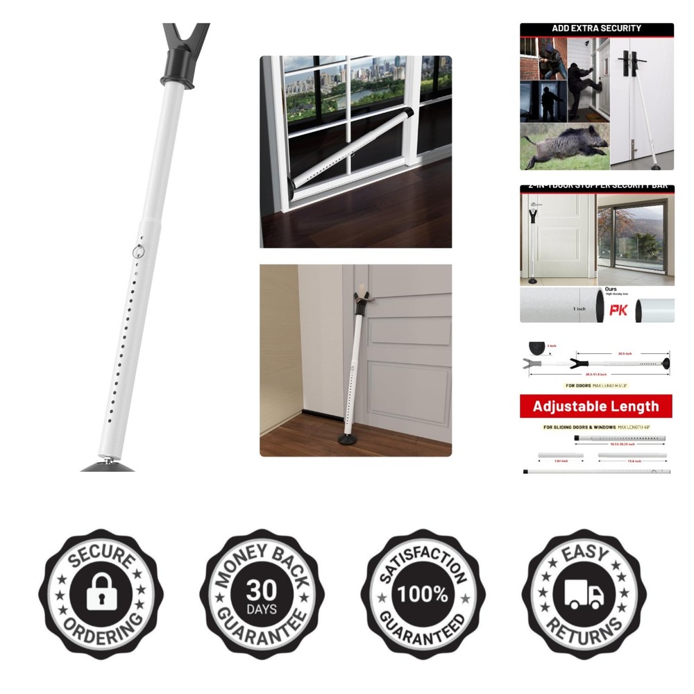 Heavy Duty Adjustable Door Security Bar - Versatile & Reliable Safety Solution