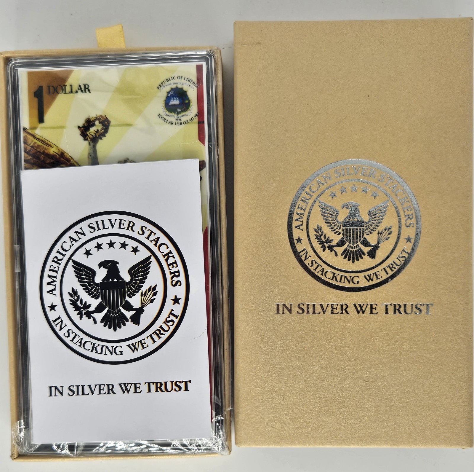 1/10 Oz Silver Note .999 1$ Liberia 2026 The Angel Of Independence In Case & box