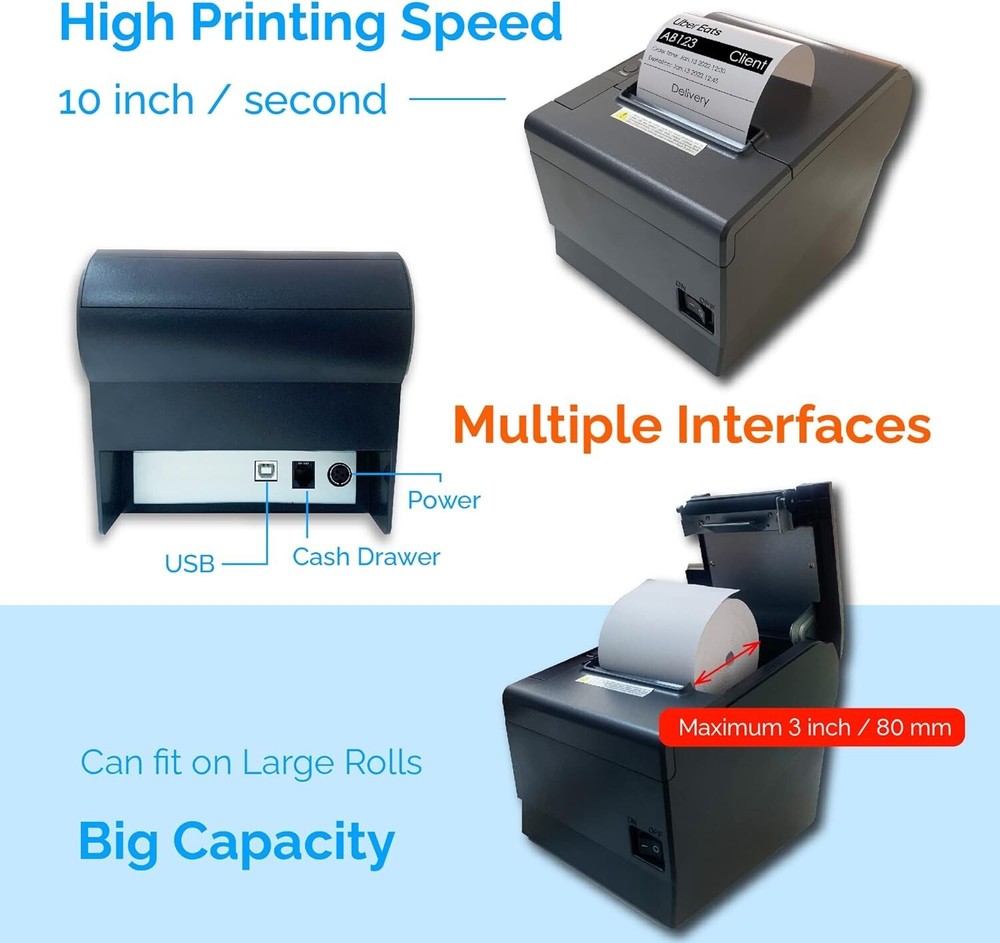 Multi Bluetooth Printer For Doordash, Ubereats, Skip, Square, Clover.