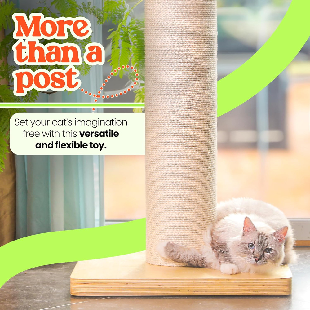 Extra-Large 50" Cat Scratching Post for Big Cats with Solid Wood Base