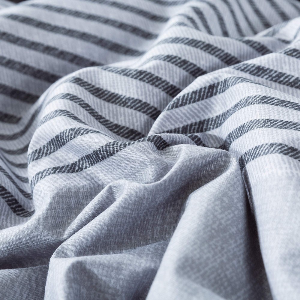 Andency Stripe Blue Comforter Set King Size, 3 Pieces Gray and Blue Patchwork...