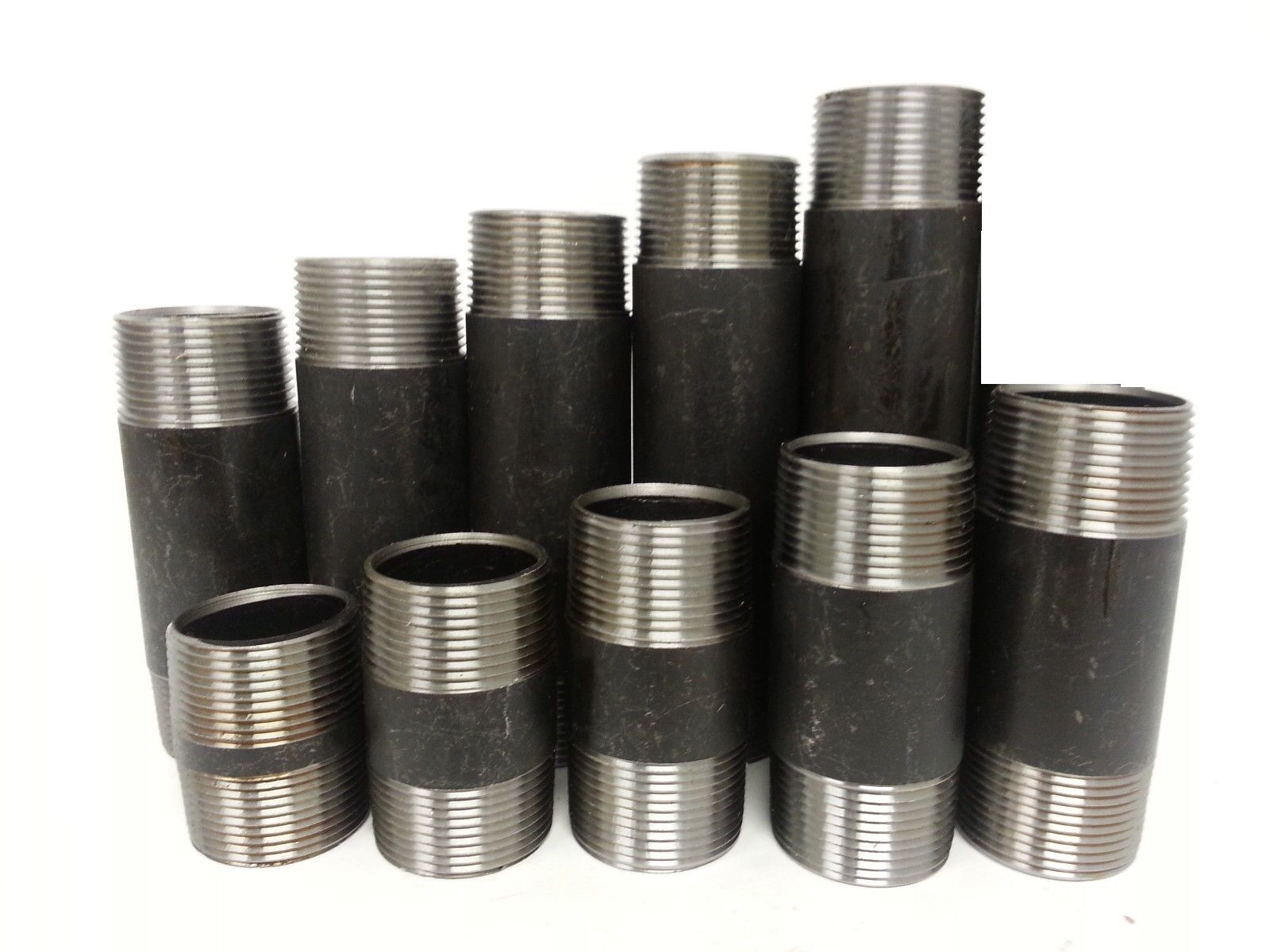 5 pk) 1/2" x Various Length Black Pipe Nipples NPT Threaded Both End Schedule 40