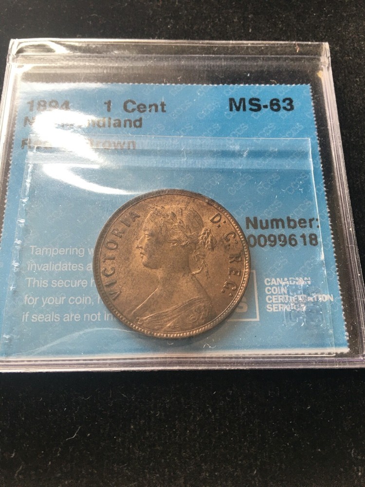 1894, CCCS Graded Newfoundland, Large One Cent, **MS-63**