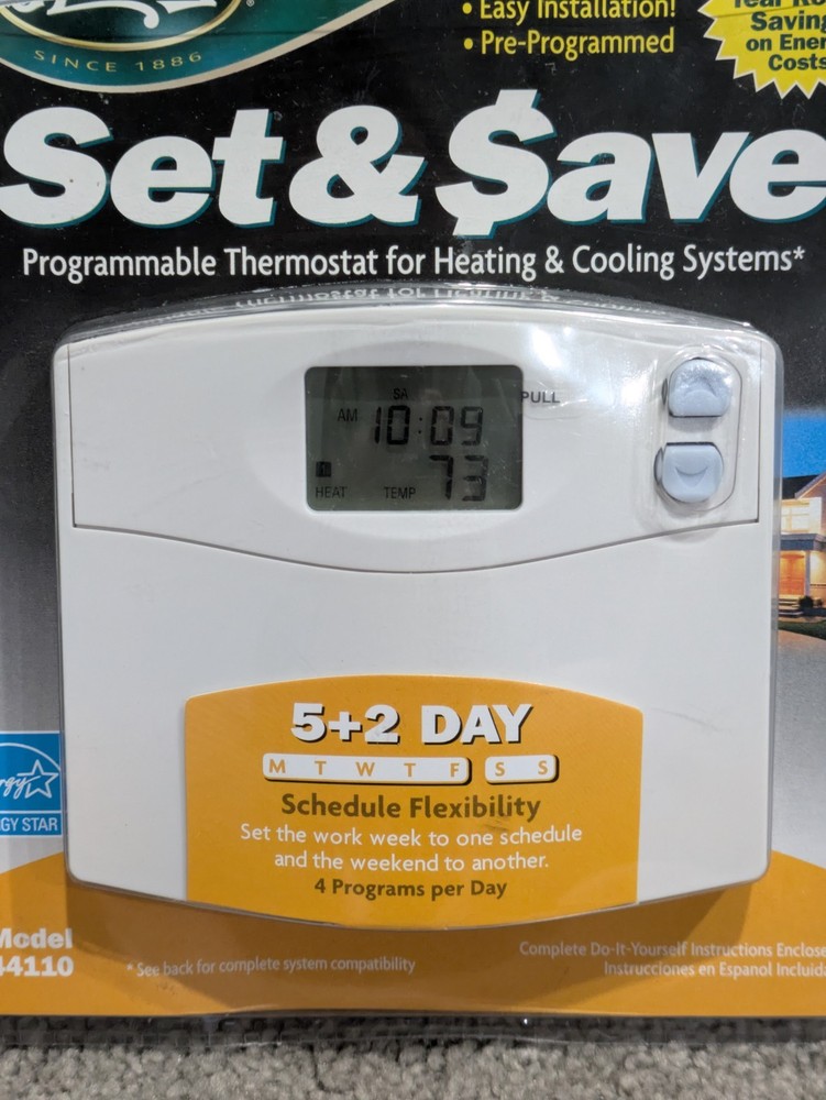 Hunter Set & Save Programmable Thermostat for Heating & Cooling 44110 NEW
