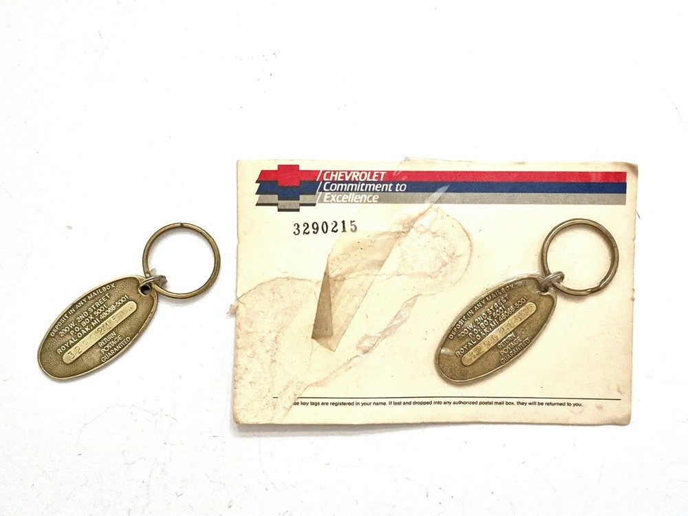 2x Vintage Chevrolet Commitment To Excellence Brass Key Chain Ring w/Packaging