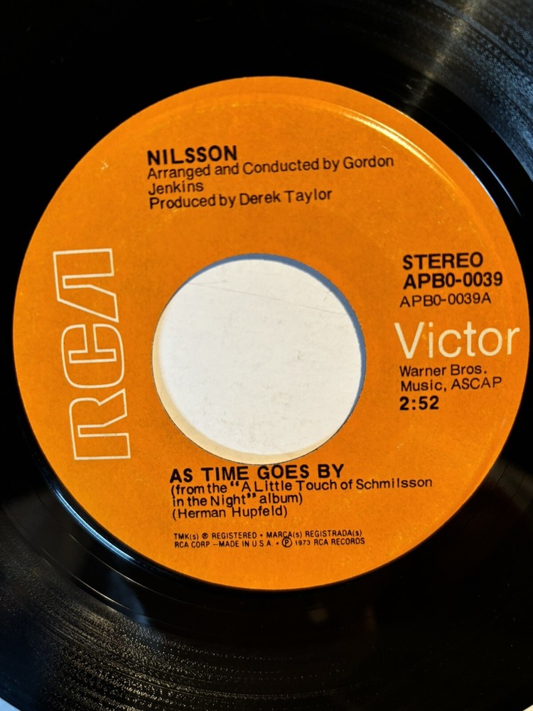Nilsson “As Time Goes By” RCA 7” 45 Strong VG+