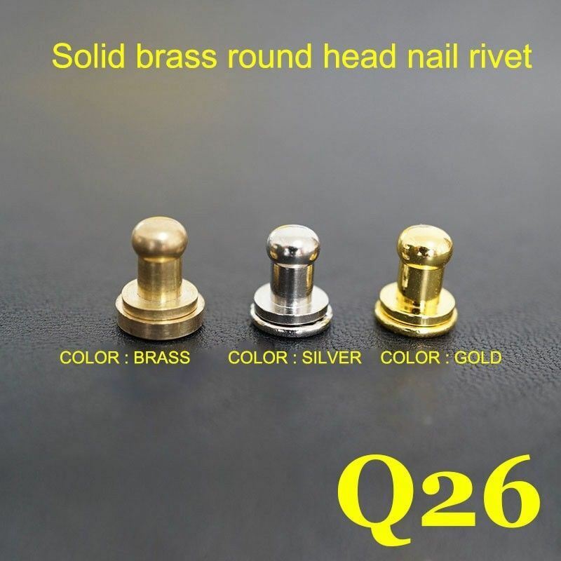 10pcs 5mm Stud Screw Round Head Solid Brass Nail Rivet Button Leather craft diy