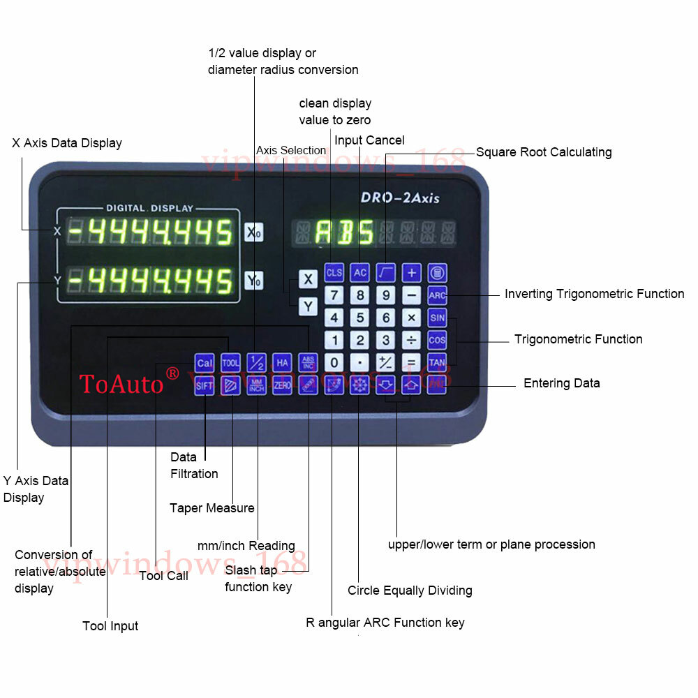 2 Axis Digital Readout DRO Display 8" 38" 5um Linear Scale Encoder CNC, US STOCK