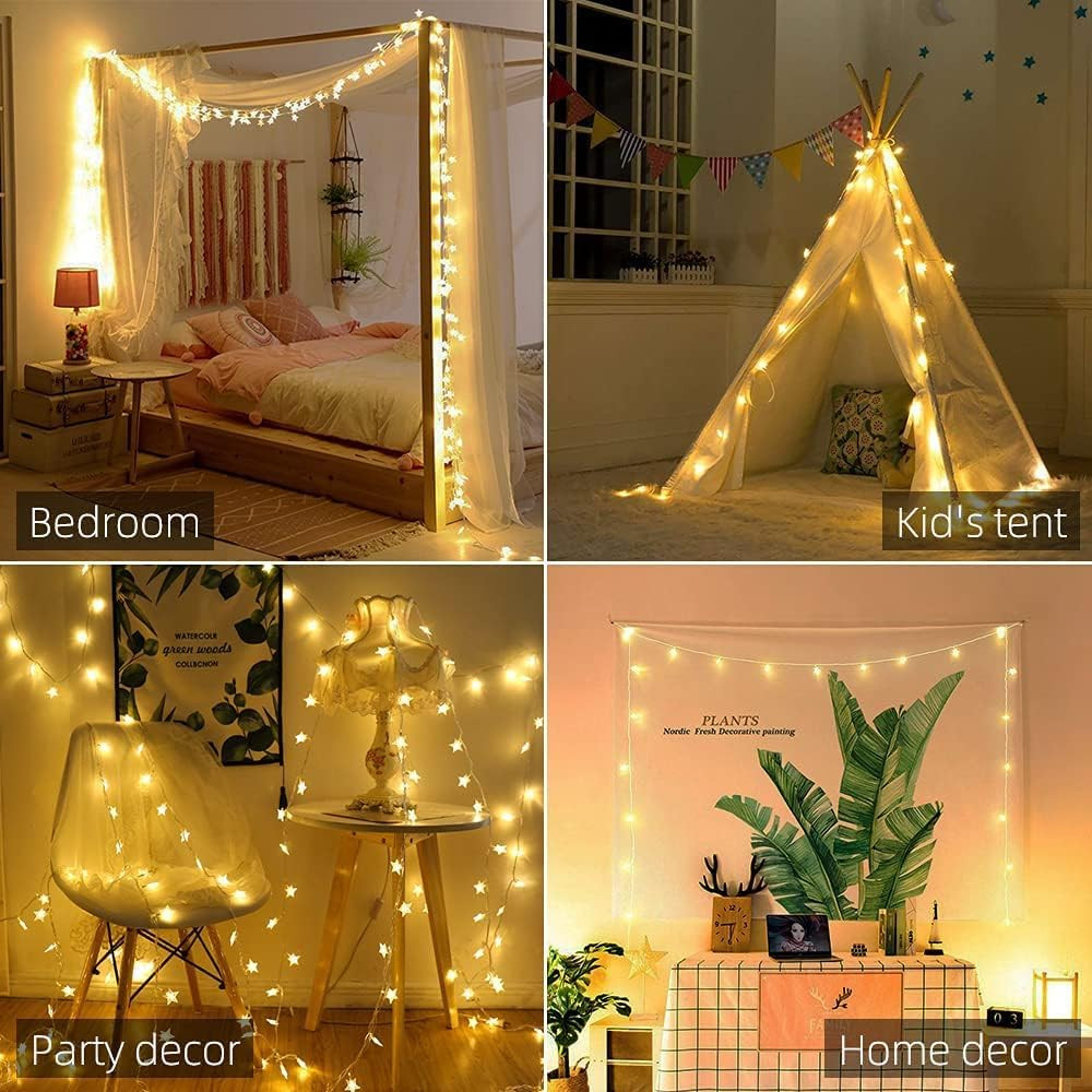 Star String Lights Plug in - 33 Ft 100 LED Star Fairy String Lights with Remote