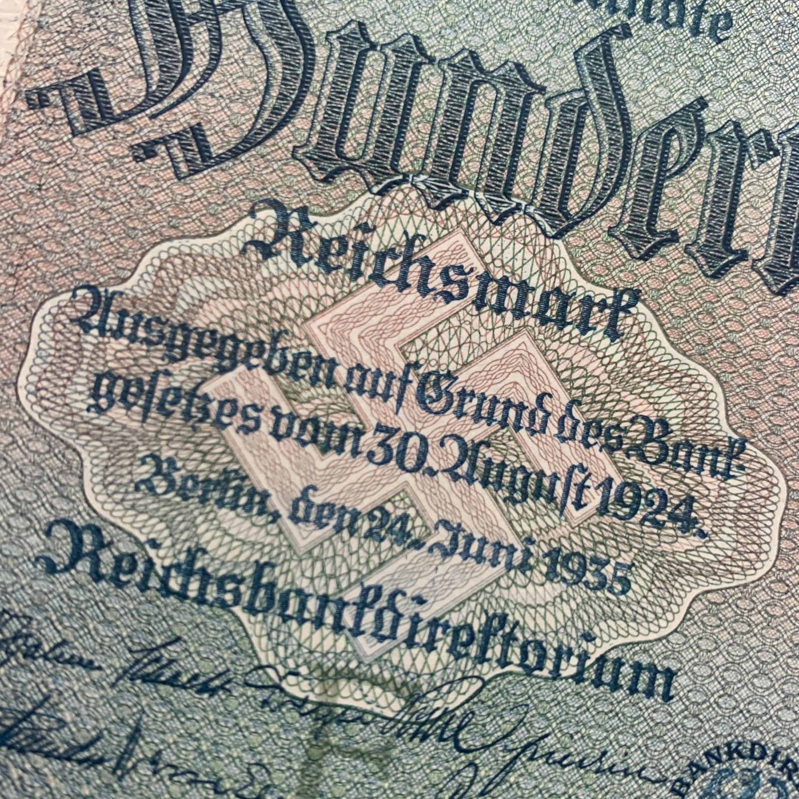 100 NAZI GERMAN Mark SWASTIKA Banknote (1935) P183 WWII, WW2 Currency Money