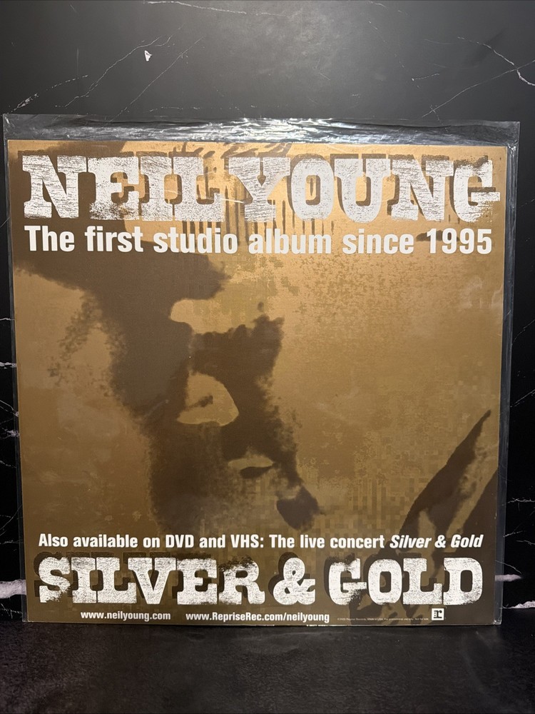 Neil Young Silver & Gold 2000 Original 12x12 Promo Poster Flat Rare