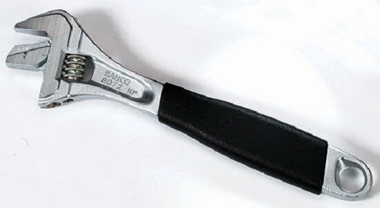 Ergo Combination Adjustable/Pipe Wrenches, Chrome Finish, Bahco