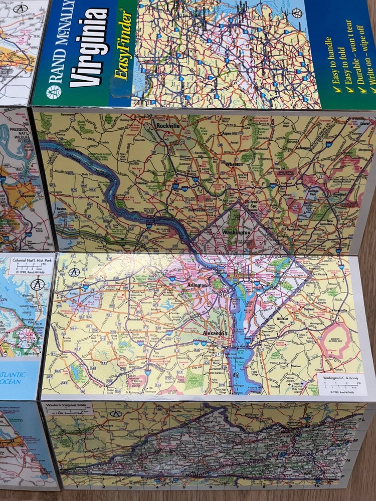 Rand McNally Easy Finder Map Virginia Foldable Packable 1998