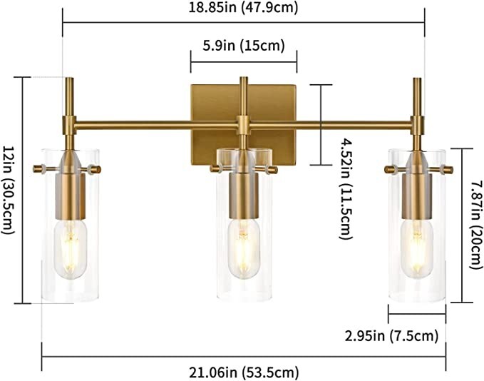 Merbotin 3-Light Dark Brass Vanity Lights