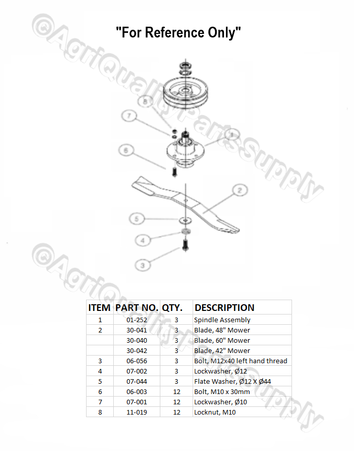 Finish Mower Spindle, Servis Rhino Breeze, code 00775017 , P/N 01-252, 650897