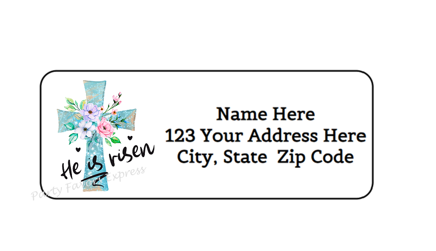 30 HE IS RISEN EASTER PERSONALIZED RETURN ADDRESS LABELS 1 in X 2.625 in