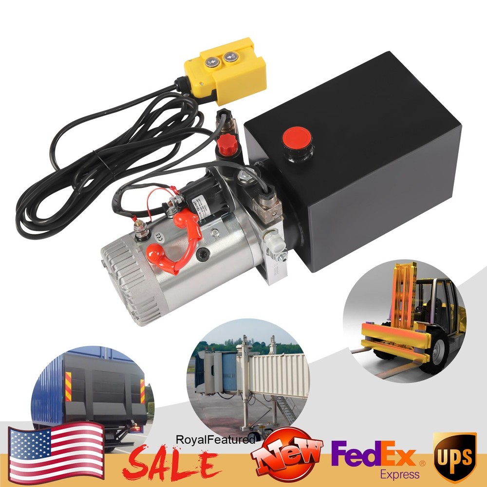 12V 8 Quart Double Acting Hydraulic Electric Pump with Remote Control