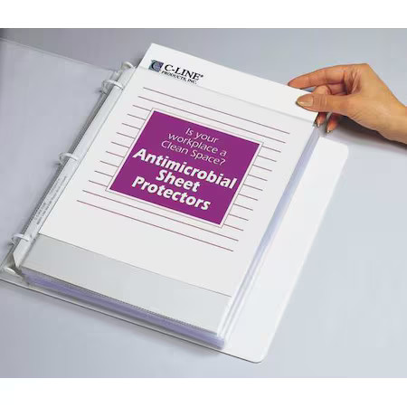 C-Line Products 62033 Sheet Protector, Antimicrobial, Pk100