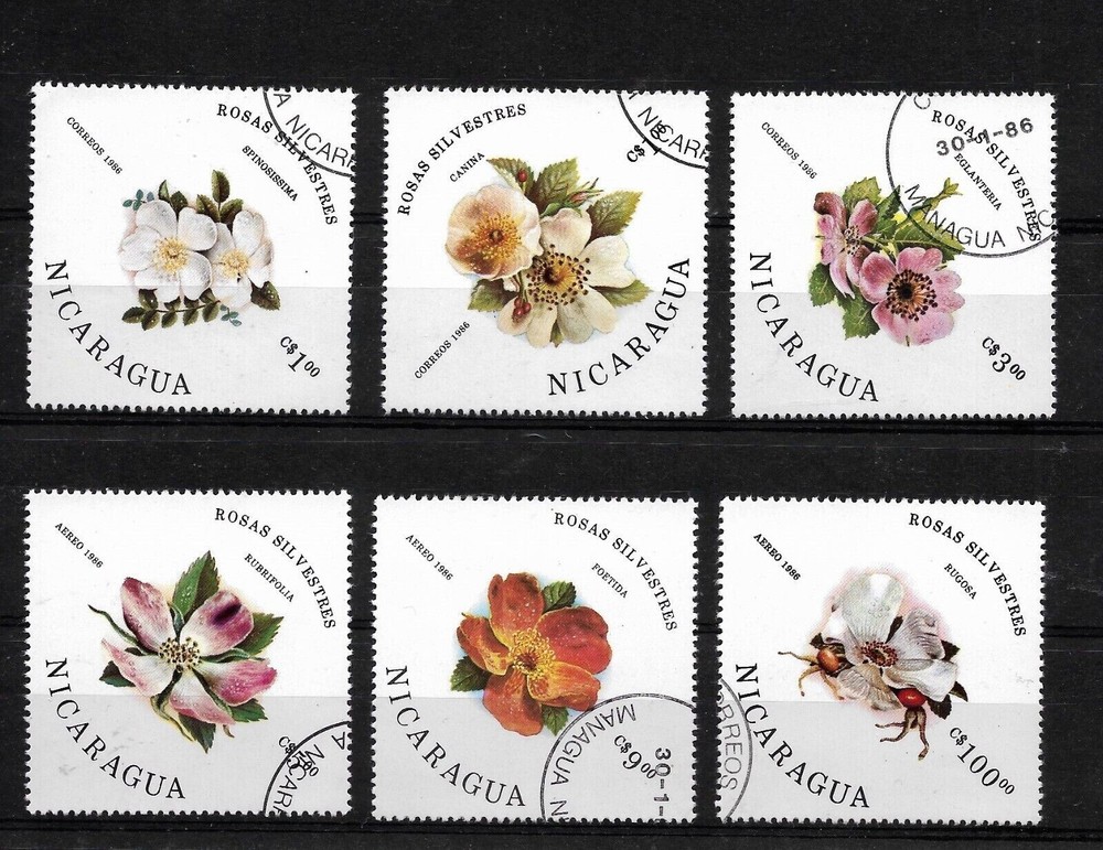 Nigaragua, 1986 Flowers full set, 6v, CTO, used