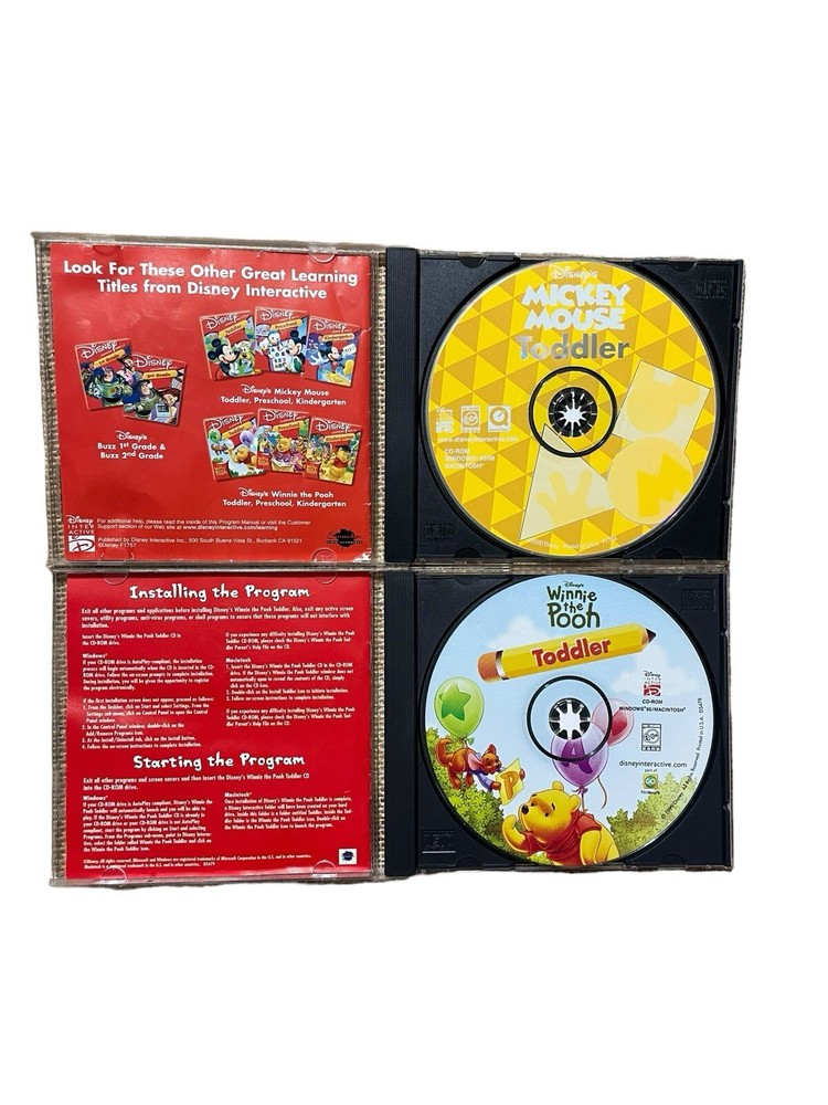 Disney Learning Program Manual Toddler Software CDs for Windows - Lot of 2