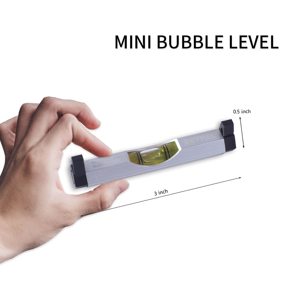 BETHEL 3 Packs Bubble Line Level String Tools, Aluminum Mini Leveler Silver