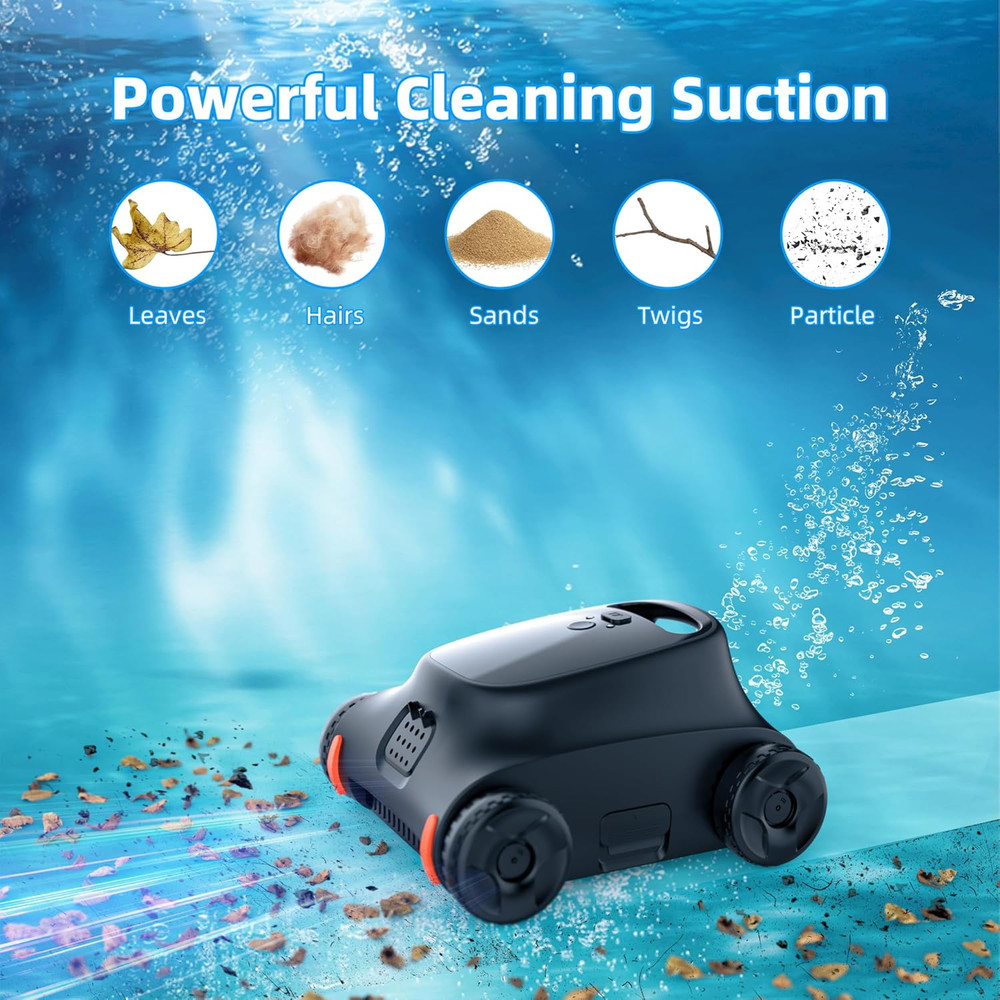 Pool Vacuum for above Ground Pool, 180 Mins Runtime Cordless Robotic Pool Cleane