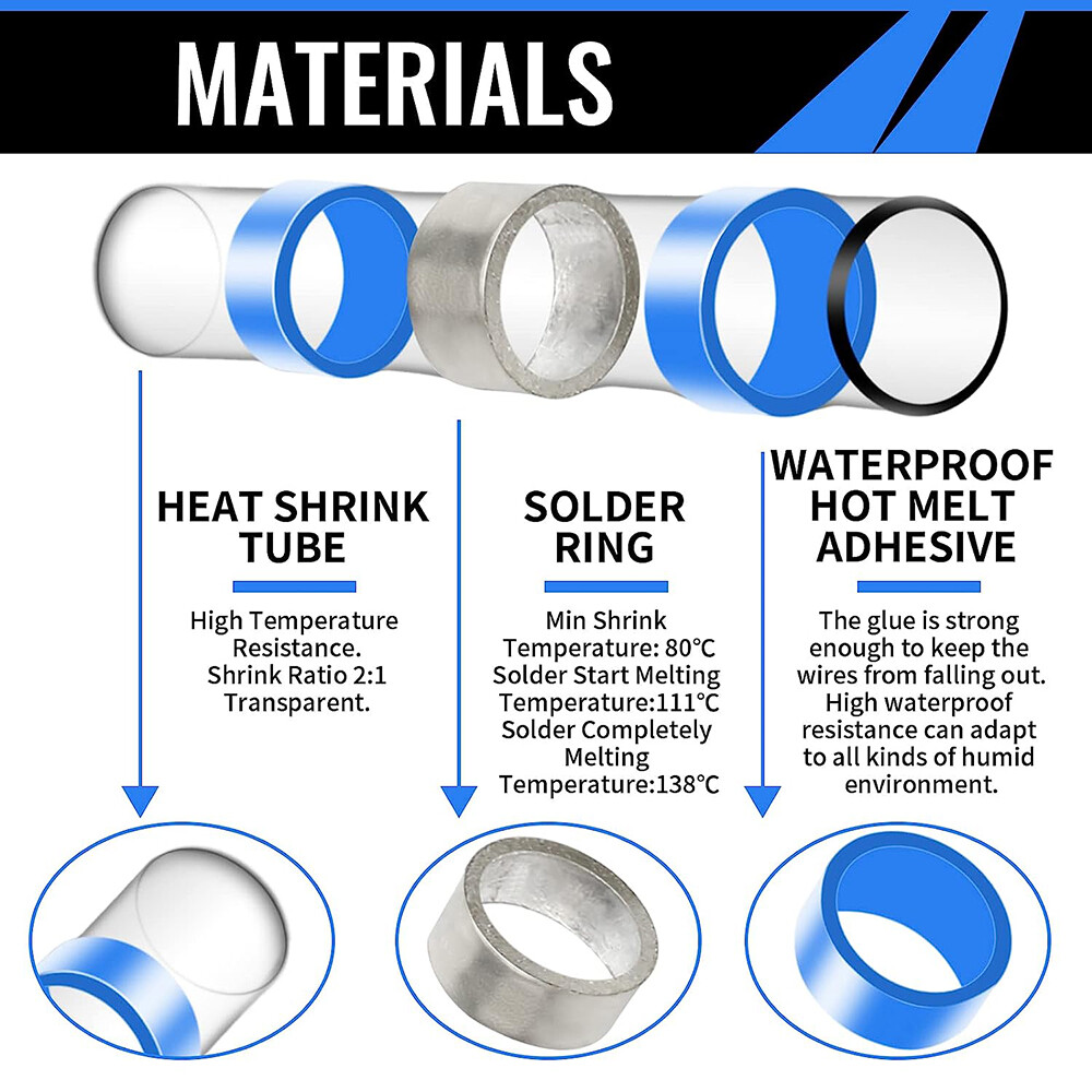 1000X Solder Seal Wire Connectors Butt Terminal Insulated Electrical Wire Splice