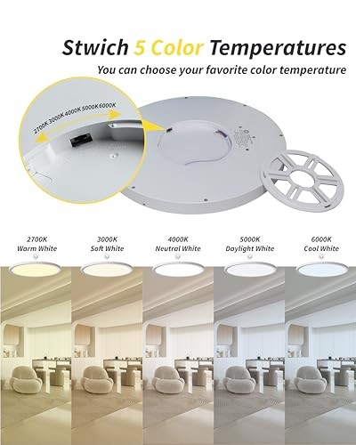 1Pack 16 Inch Dimmable LED Flush Mount Ceiling Light Dimmable-16IN-1PACK White