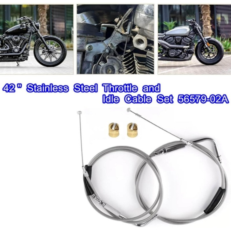 Motorcycle 42 Throttle and Idle Cable Set Replacement Accessories Idle Cable