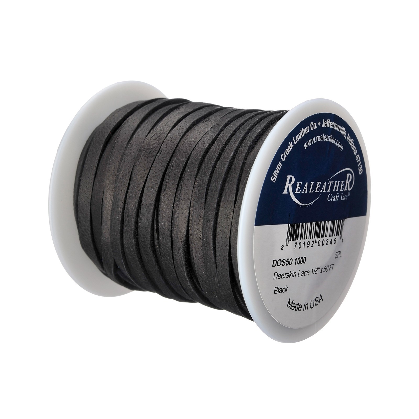 Deerskin Lace Spool 1/8" x 50 ft Black - Craft Jewelry Garment Leather Lace