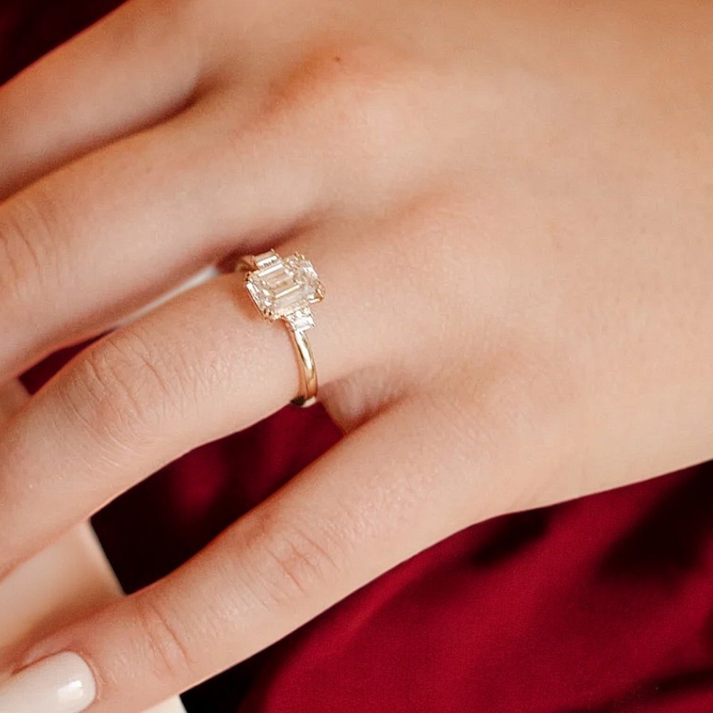 14k Yellow Gold Setting Ring Emerald 0.2 Carat Diamond Solid Semi Mount