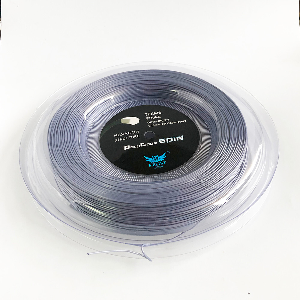 Hexagon Polyester Tennis Racket String Reel Gray Color