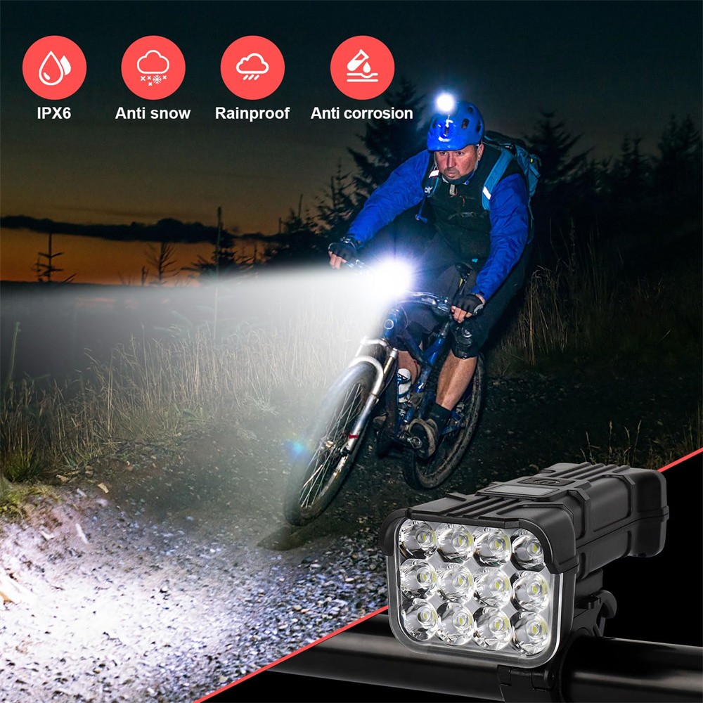 Rechargeable LED Mountain Bike Lights 90000LM Bicycle Torch Front &Rear Lamp