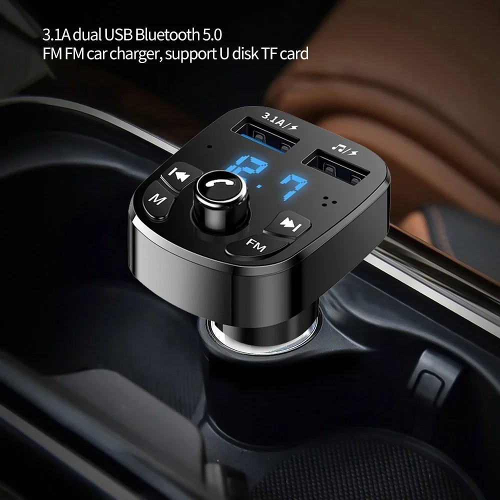 Bluetooth 5.0 Car Wireless FM Transmitter Adapter 2USB PD Charger AUX Hands-Free