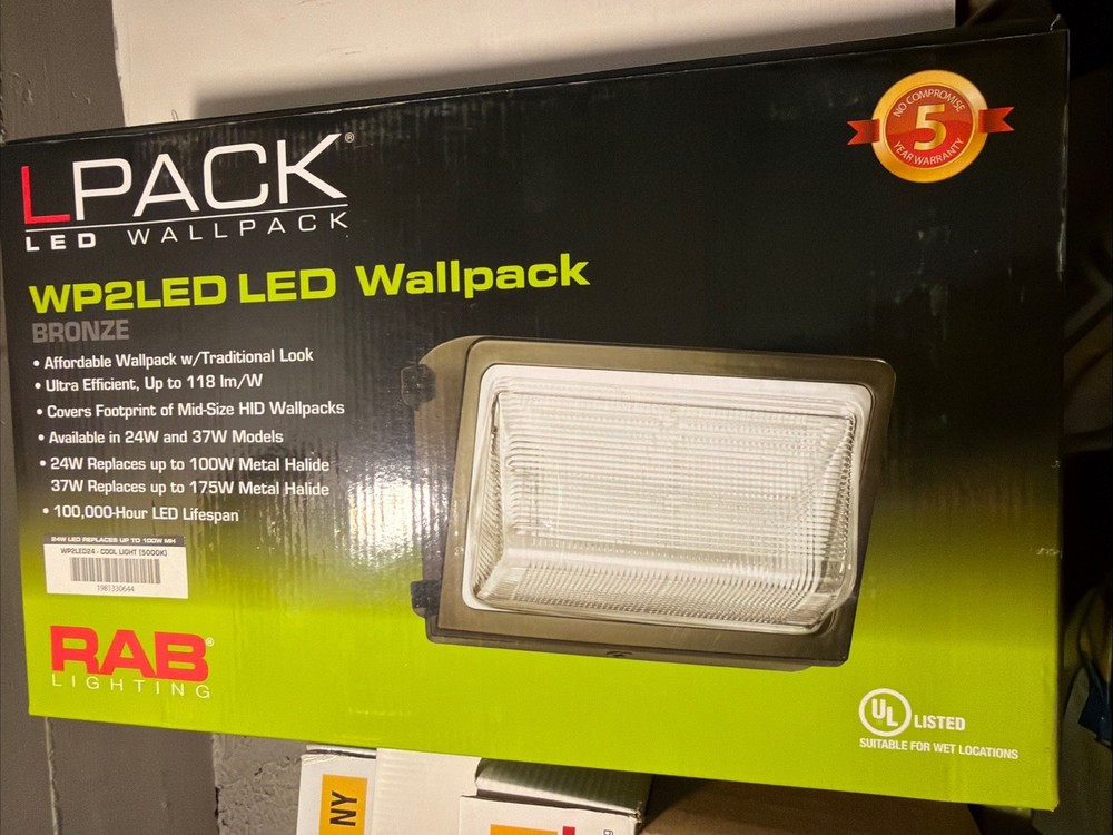 RAB Lighting WP2LED24 WP2LED LED WallPack 24W Bronze - 5000K Cool Light