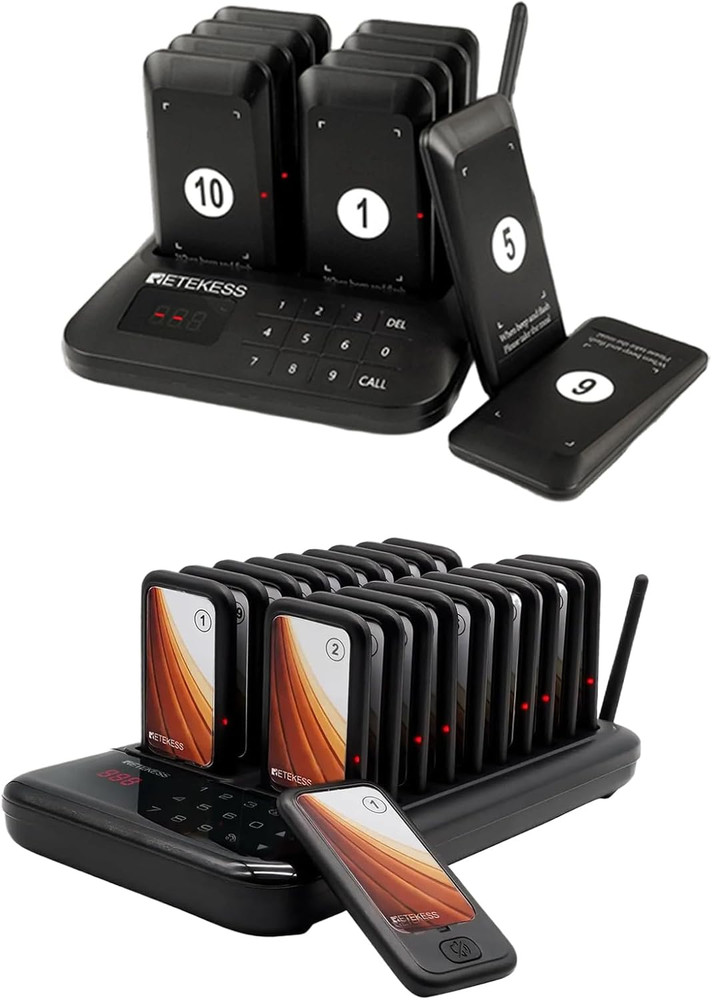 TD173 Restaurant Pager System Bundle with TD157S Vibrating Paging System, 84Ft