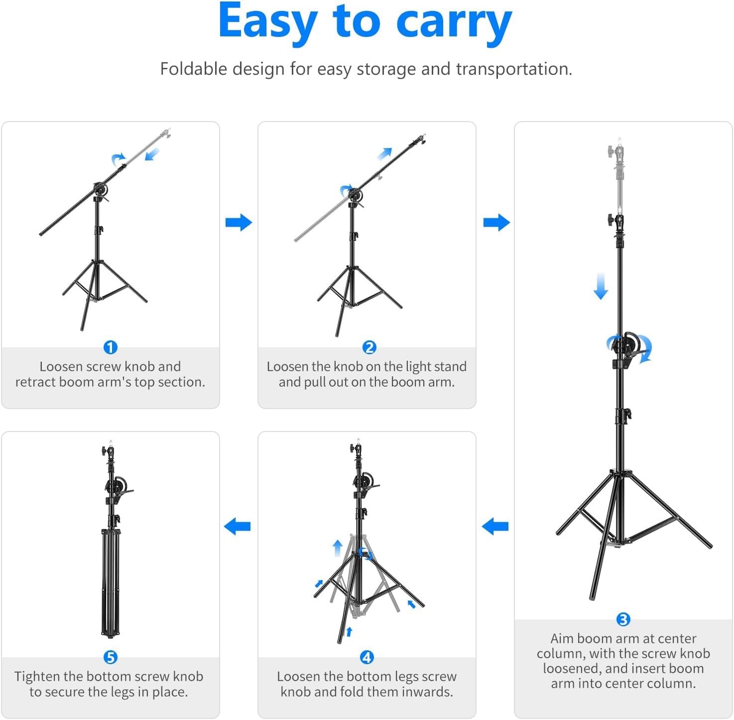 2 in 1 Photography Light Stand, 9.7ft Heavy Duty Tripod Stand with Boom Arm ,Bag