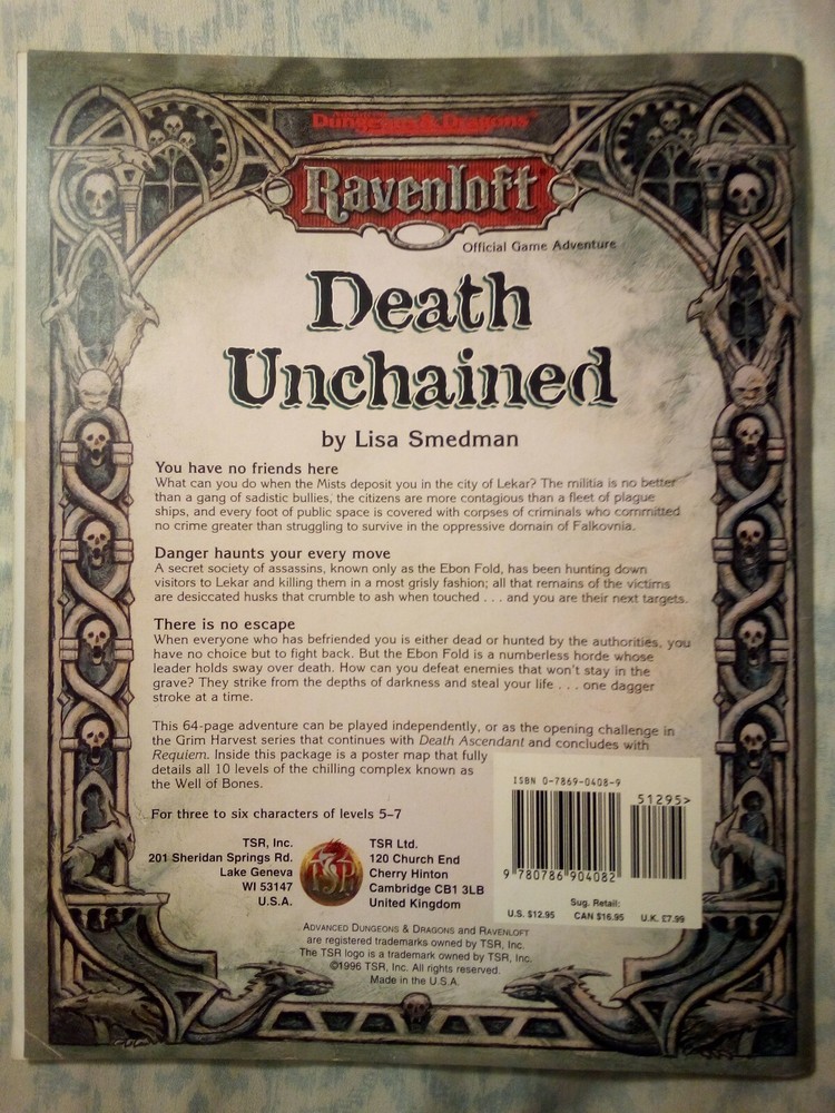 Dungeons & Dragons Ravenloft Death Unchained VG Condition with Map
