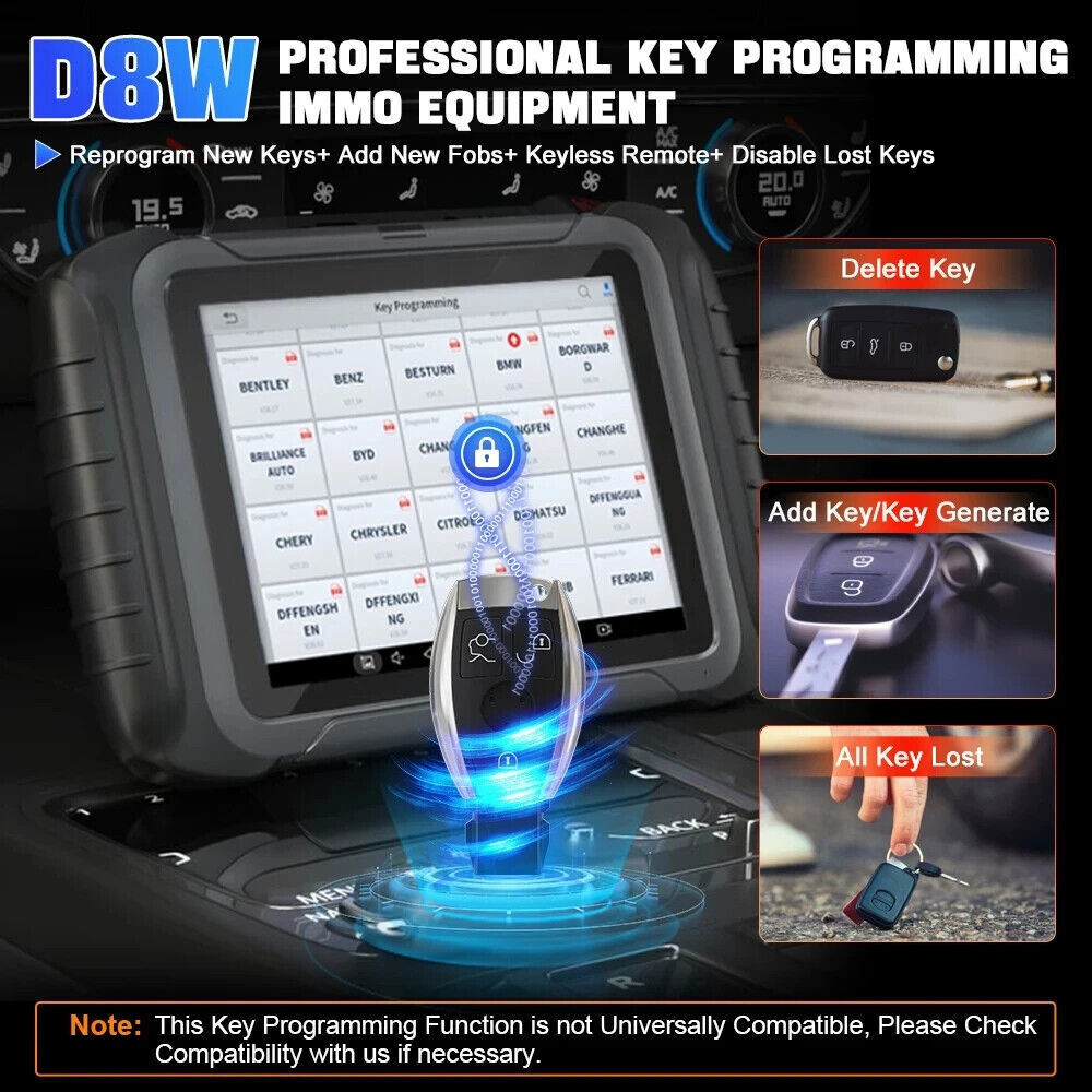 2025 XTOOL D8W V2.0 All System Diagnostic Tool Bi-directional Key Programmer FCA