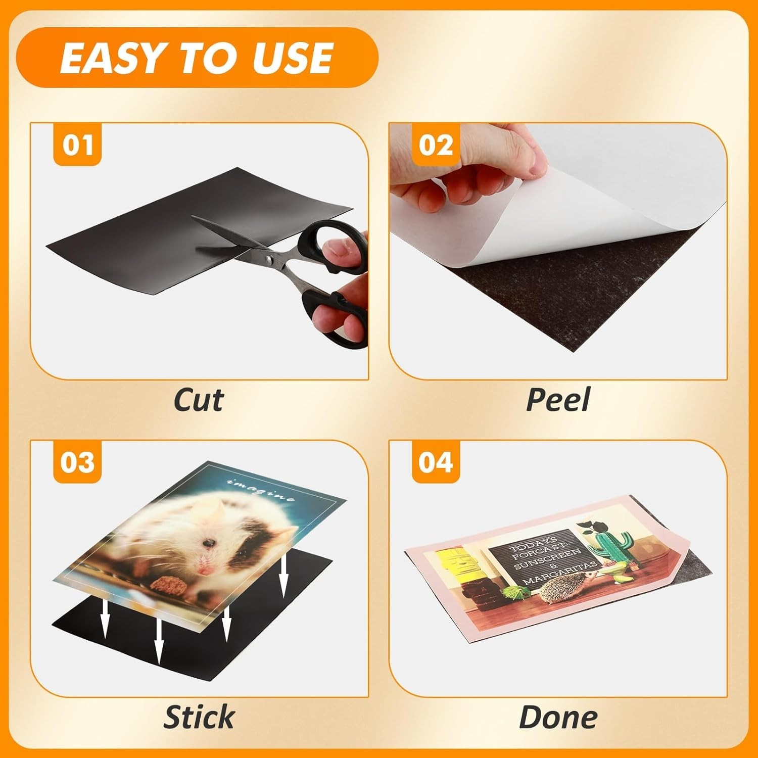 Magnetic Sheets with Adhesive Backing 4 x 6 Inch, 200 Packs Adhesive Magnetic...