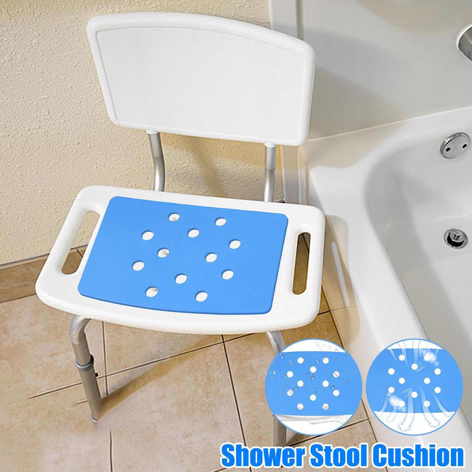 Bathtub Shower Seat Anti-slip Padded Bench Shower Stool 2024