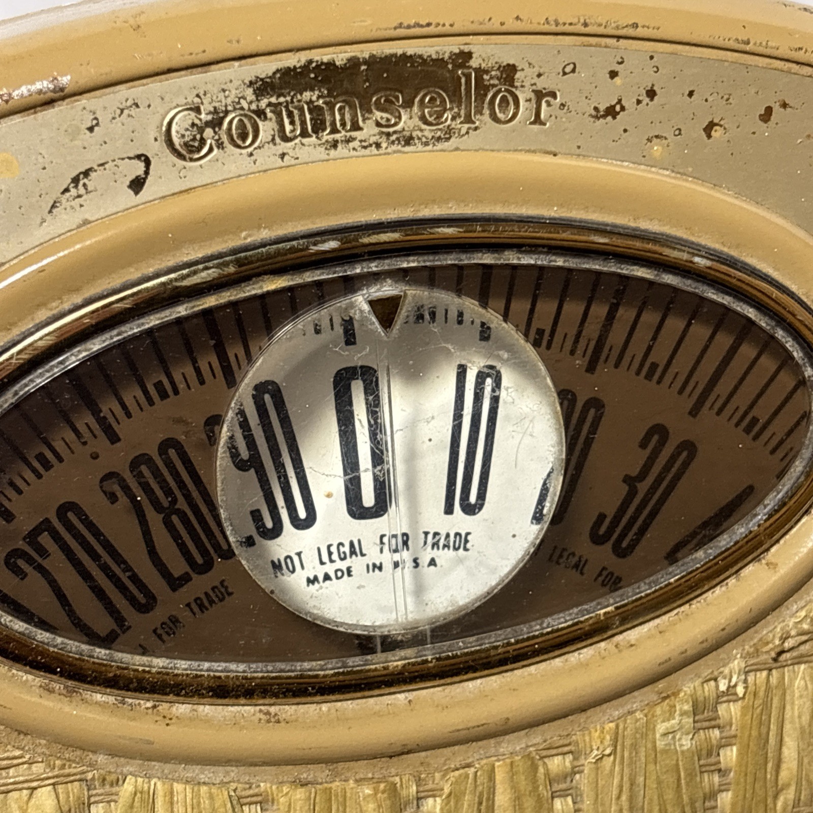 VTG Counselor Oval Bubble Viewer Bathroom Scale Mid Century Modern Rattan - USA