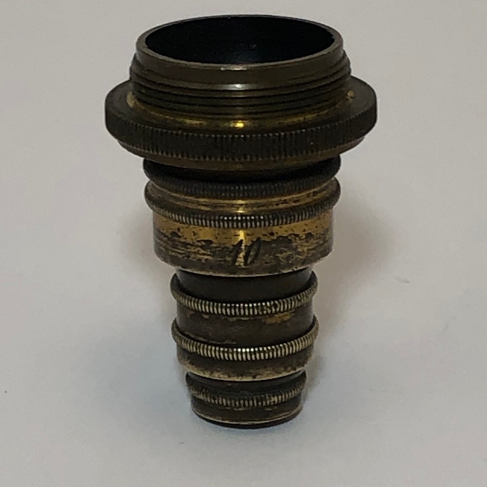 ANTIQUE #10 MARKED BRASS OBJECTIVE LENS MICROSCOPE