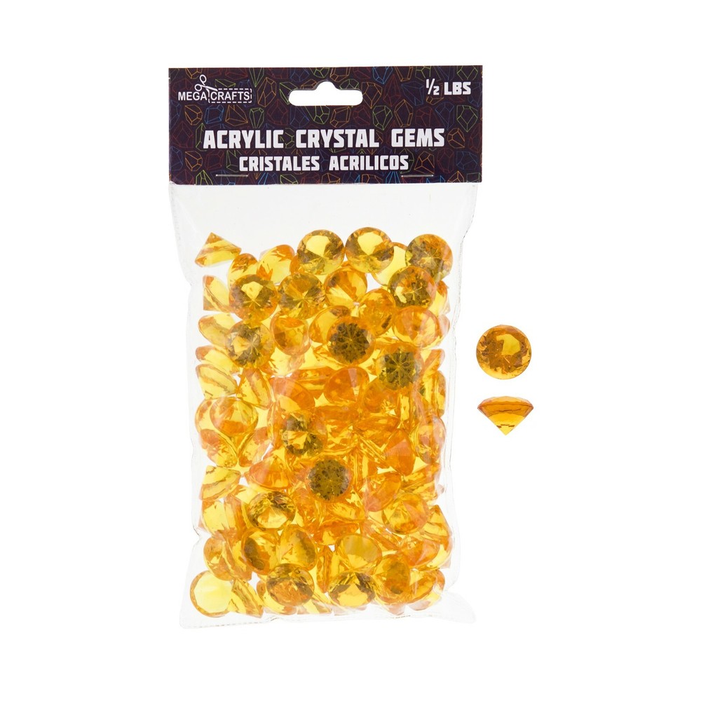 Mega Crafts - 1/2 Pound Acrylic Decorative Small Diamonds - Orange