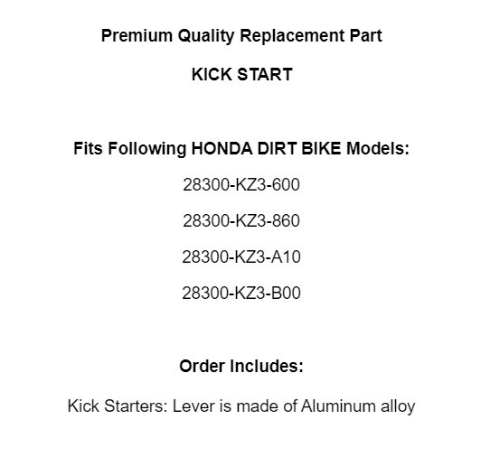 for Honda Oem 28300-KZ3-600 28300-KZ3-860 28300-KZ3-A10 28300-KZ3-B00 KICK START
