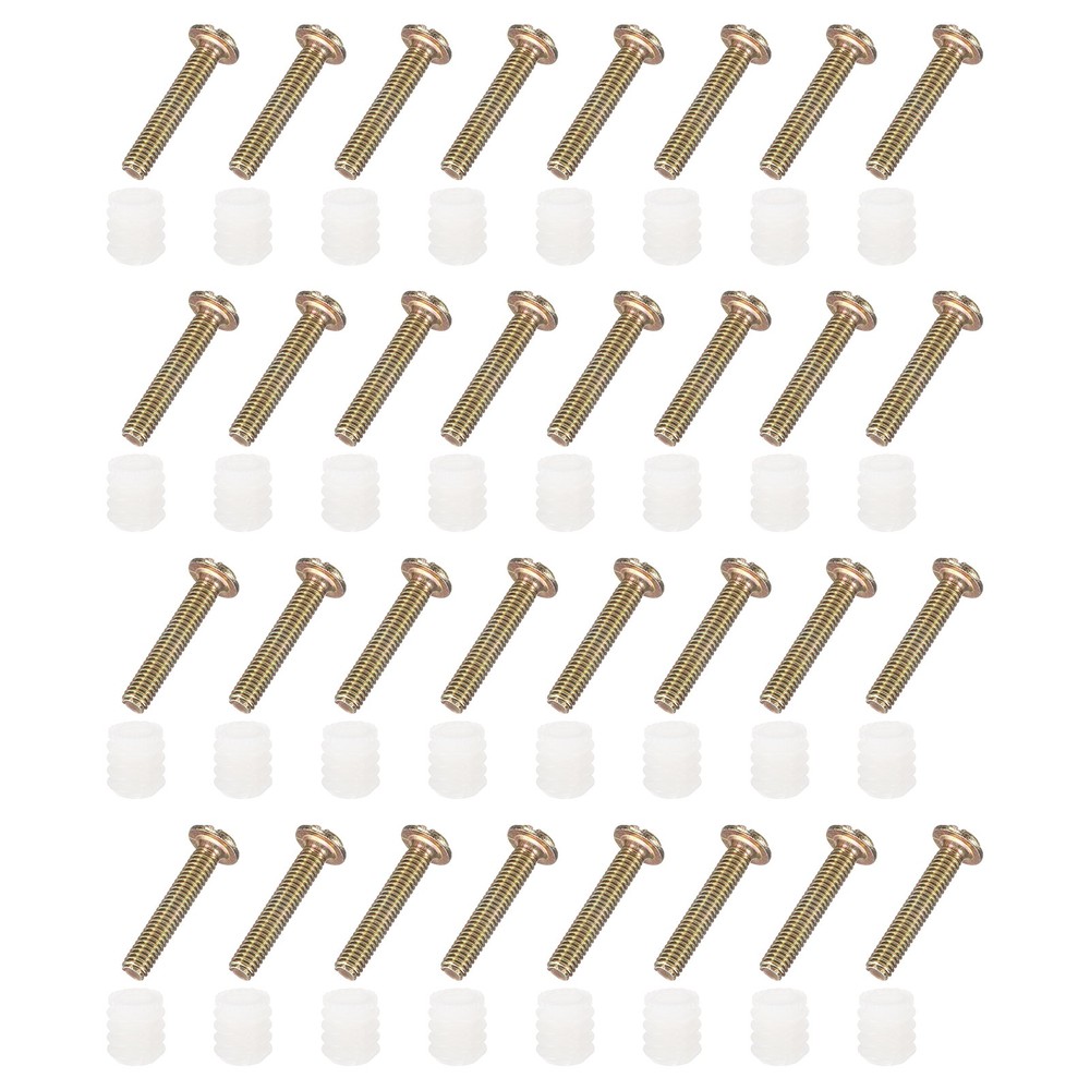 100Pcs M4 x 10mm Plastic Hinge Dowel Inserts with Threaded with Screws White