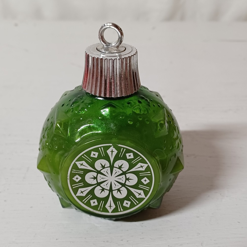 Vtg Avon Christmas Plastic Ornament 5 Oz Bubble Bath Green Partial 4" H