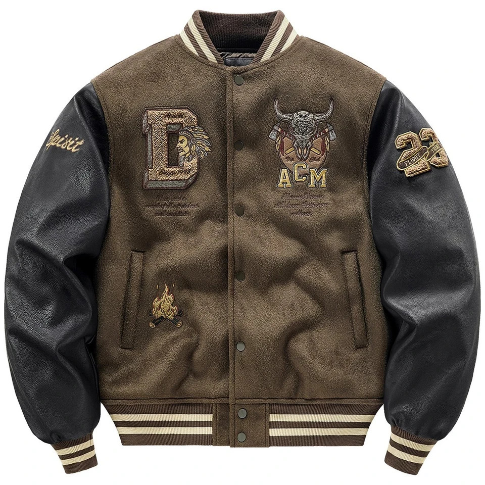 HOT Baseball Jacket Cotton Patchwork Wool Winter Thickened Embroidered Padded