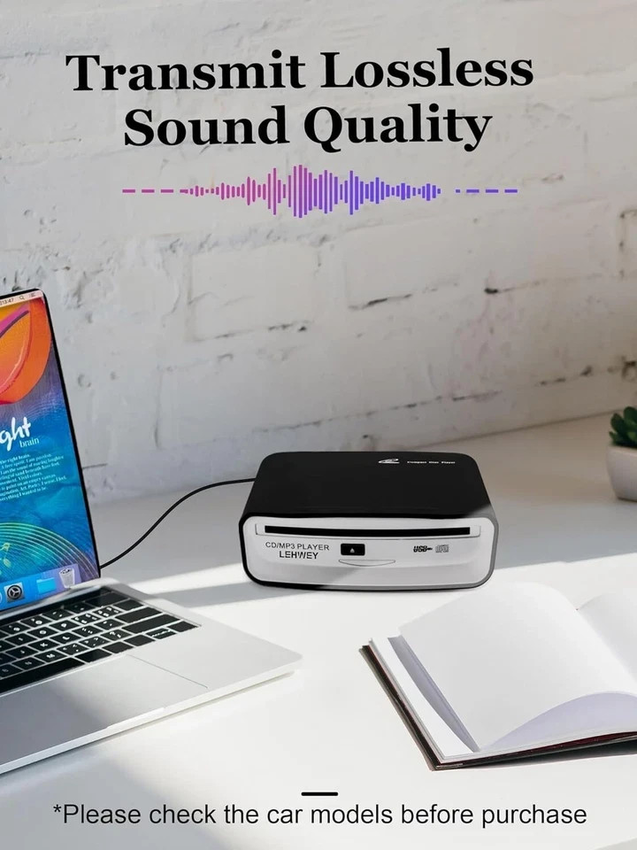 External USB CD Player for Car Portable Plug In CD Player with Remote Control